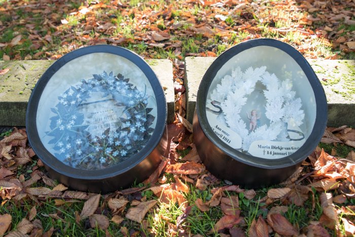 De trommels van Jacob Peute (l) en Maria Dirkje van Gastel (r). © Sandra Schimmelpennink